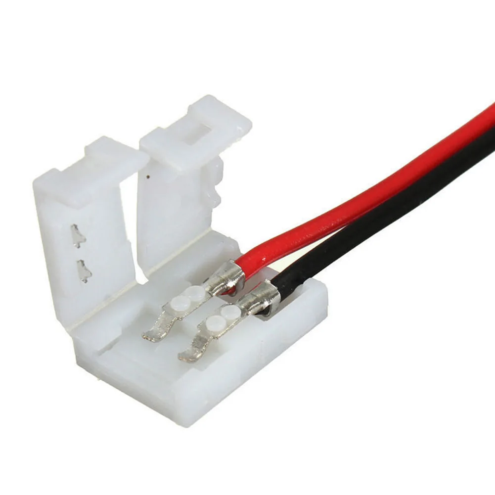 10PCS 8 10mm 2 Pin LED Strip Connectors for SMDFor 3528 5050 Flexible Tape Light No Soldering Easy Snap In Connection