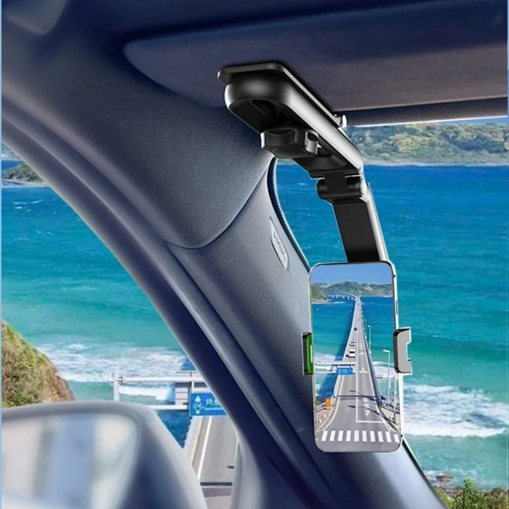 1080° Rotating Sun Visor Car Phone Holder Mount GPS Navigation Cellphone Clip Bracket Support in Car for iPhone Samsung Xiaomi