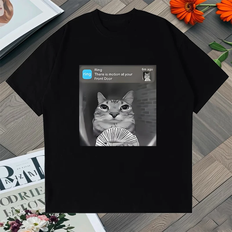 

2025 Funny Silly Cat Graphic Oversized t-shirt Crew Neck Summer 100% Cotton Men Women short sleeve Tee shirt Casual Unisex Tops
