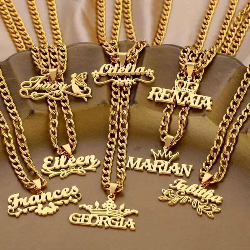 5mm Cuban Chain Custom Name Necklace Personalized Letter Pendant Exaggerate Jewelry Christmas Birthday Gift For Boyfriend