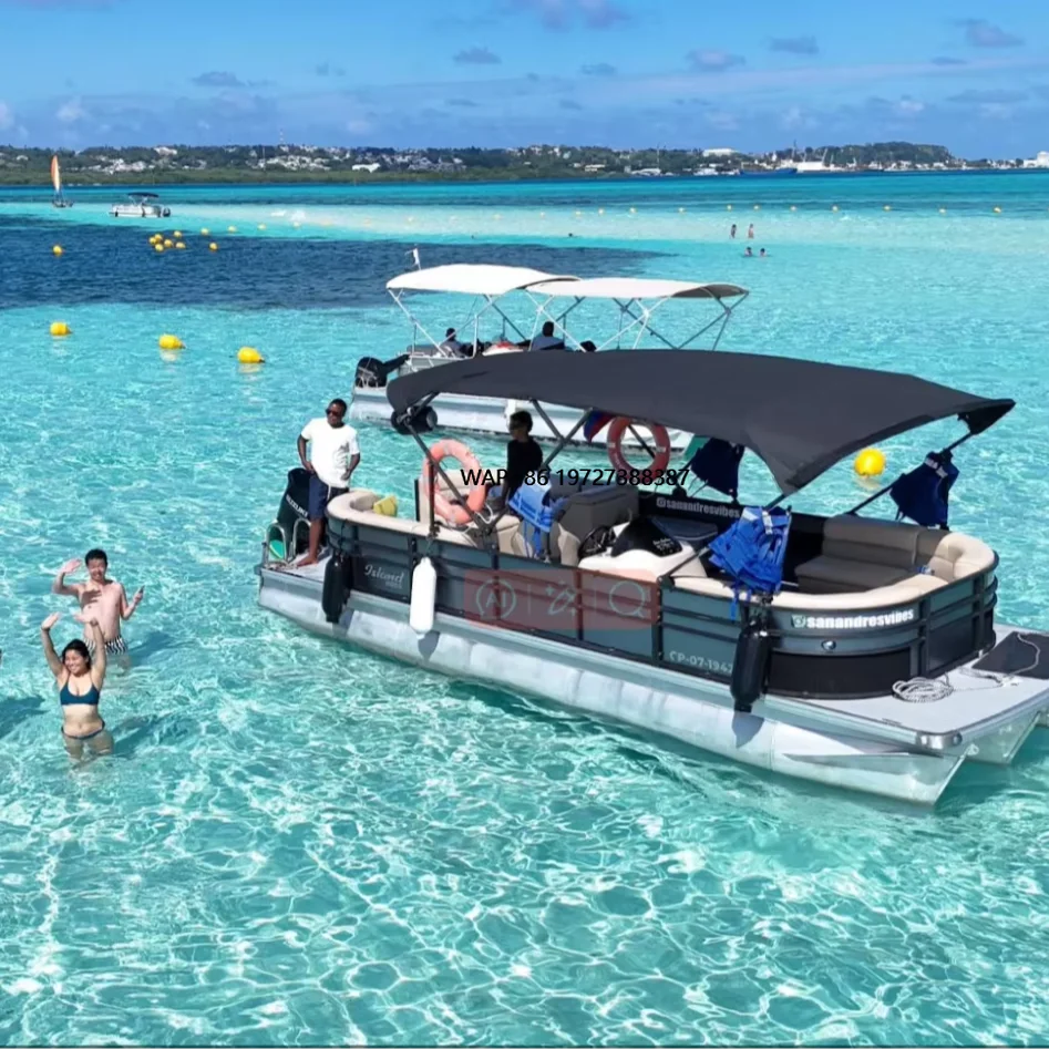30FT 9M Passenger Tourist Pontoon Boat for 18-20 People Aluminum Outboard for Fishing Sports Entertainment Leisure-Available for