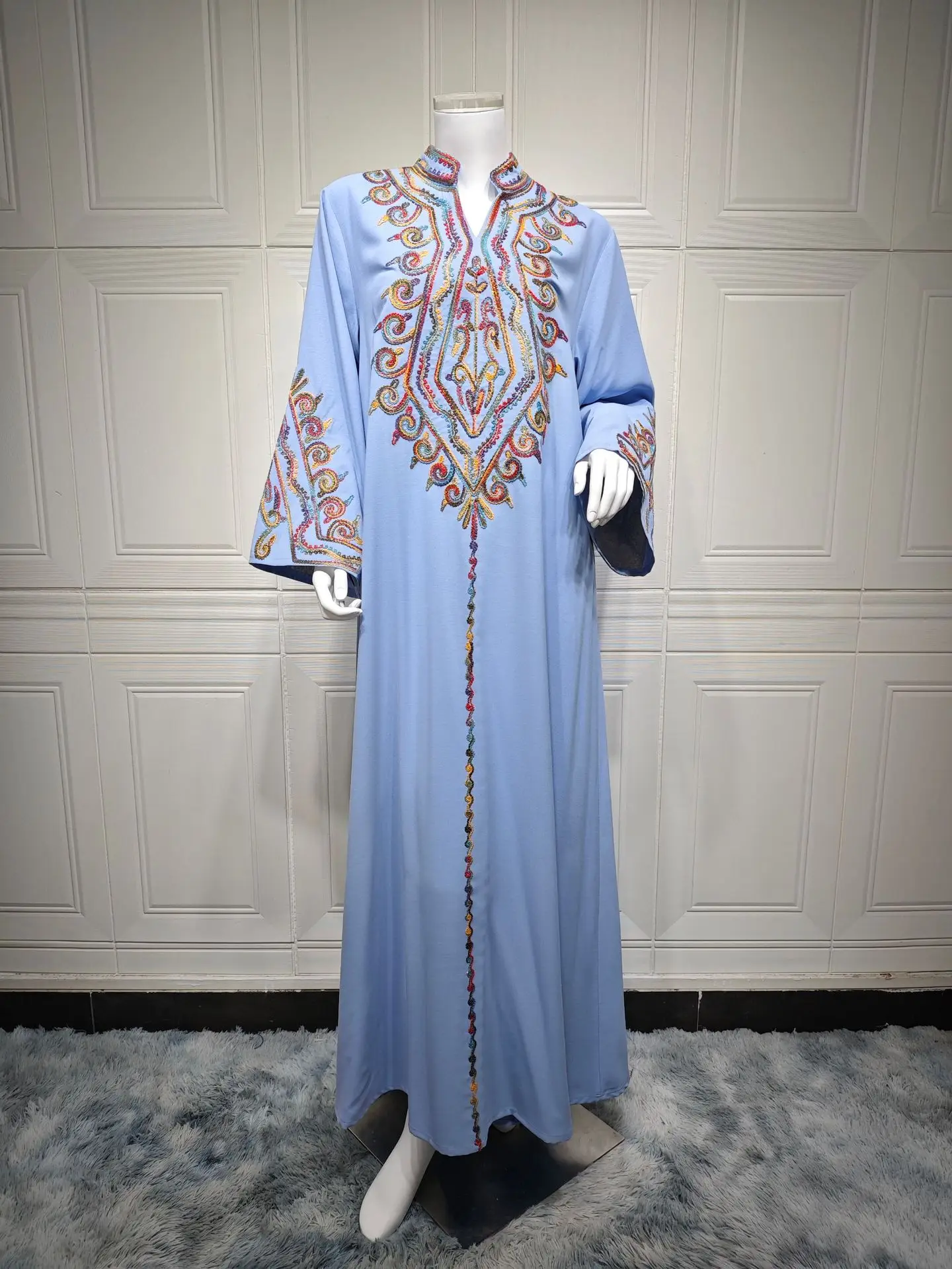 Abito islamico mediorientale Ramadan, abito ricamato elegante, abito arabo Jalabiya, moda di lusso, arabo