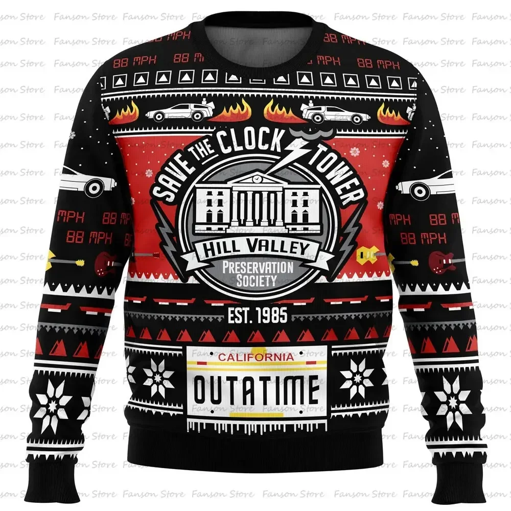 Back To The Future Ugly Christmas Sweater Cartoon Anime Women Men Pullover Tops 2024 New Style Fashion Couple Sweaters