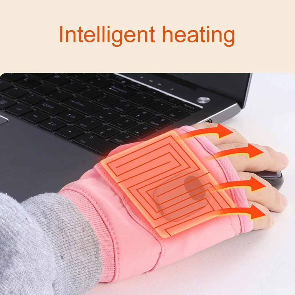 Heating Gloves Rechargeable Winter Warm USB Electric Heated Gloves Fingerless Hand Warmer Thermal for Sports Skiing Gloves