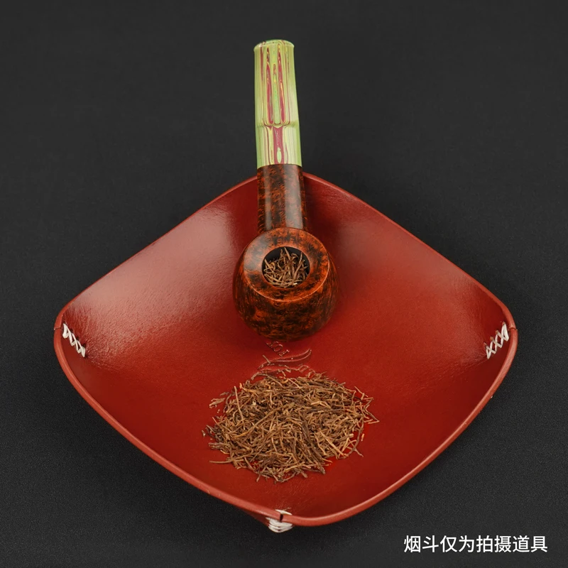 Tree paste leather tray, grass wake tray, retro red, tobacco pipe cigar tray, high-grade leather tray; 150*150*20mm