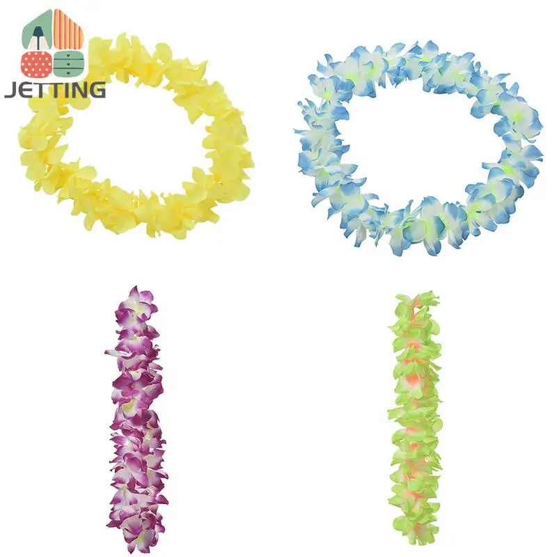 1Pc Hawaiian Flower Leis Tropical Luau Beach Party Supplies of Hula Garland Necklace Bracelet Headband Simulated Silk Flower view 3