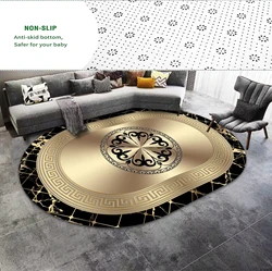 Golden Luxury Decoration Home tappeto ovale High-end Large Are Sofa tappeto da soggiorno per la decorazione della camera da letto Hotel Hall tappetino antiscivolo