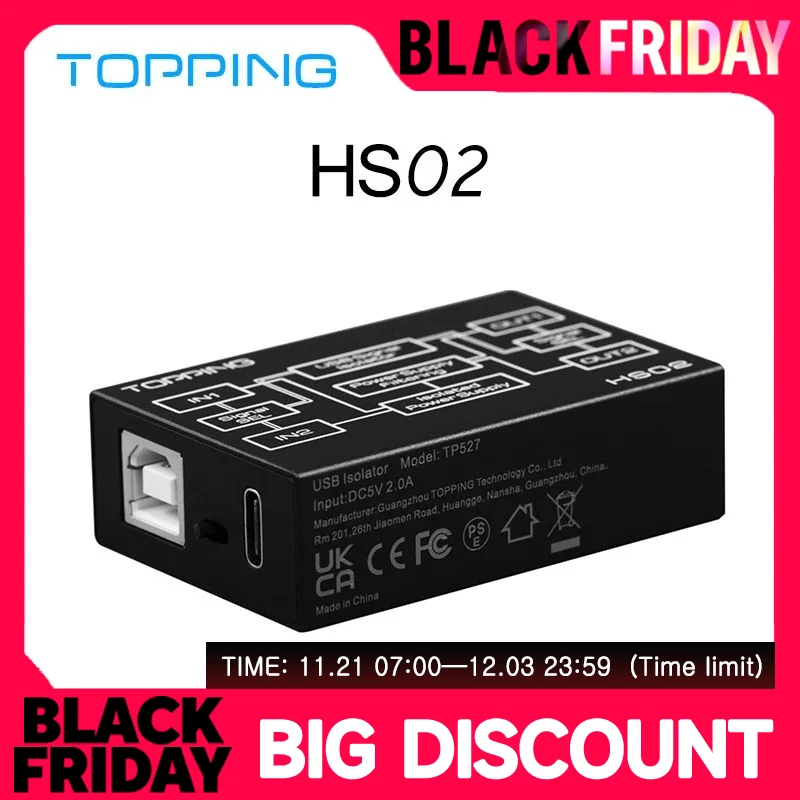 Topping Hs02 Usb 2.0 High Fidelity Hifi Speed Audio Lsolator Compatibel Met Hoge Resolutie Transmissie Lage Latentie Kwaliteit Verbeteren