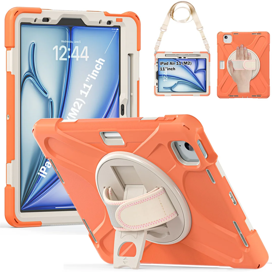 

Универсальный чехол с защитой от царапин и пыли для iPad Air 11 2026 M4 Pro 11 2018-2022 Air 4/5-го поколения, с подставкой 360° и гибридным плечевым ремнем