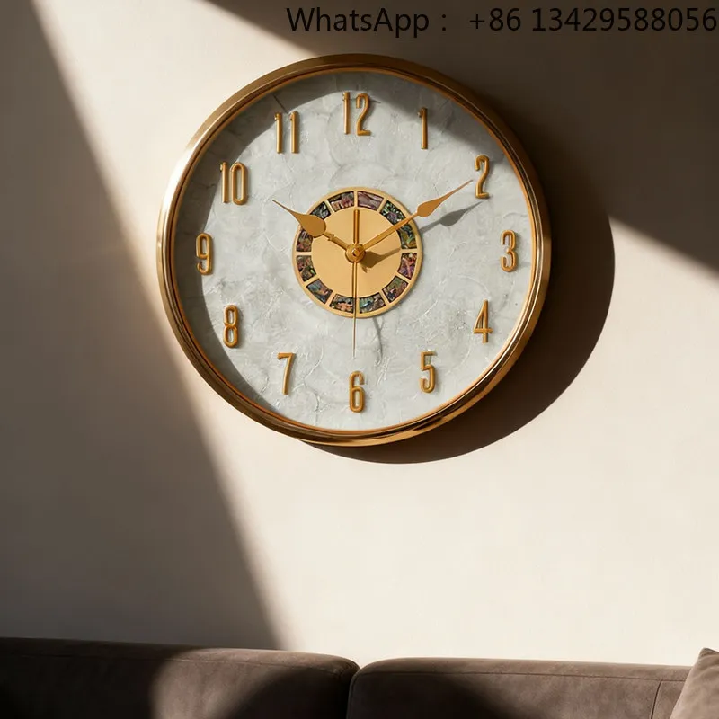 Light luxury shell wall clock Modern high-end silent Living room decorative Quartz Atmospheric wall watch