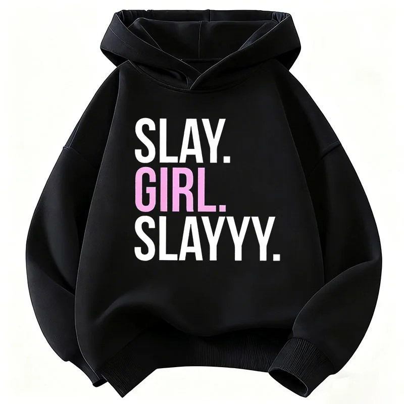 Slay Girl Y2k Buchstaben-Bedruckter Hoodie Kinder Katzen-Sweatshirt Kapuzenpullover Mädchen Herbst Winter Lässige Hoodies