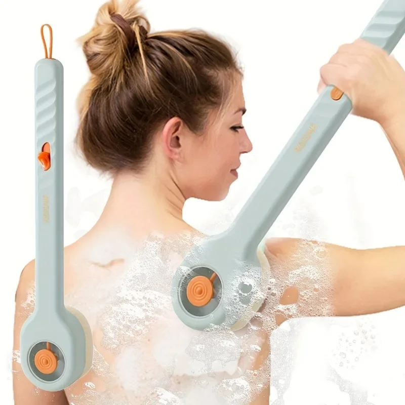 1pc Liquid Filled Soft Long Handle Hair Bath Brush, with A Back Rubbing Tool and A Long Handle for Showering Bath Accessories