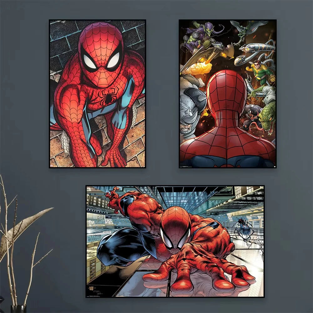 Póster de cómics de Spider-Man, arte de película de dibujos animados de superhéroes, pintura en lienzo, impresiones de Spider-Man, decoración para dormitorio