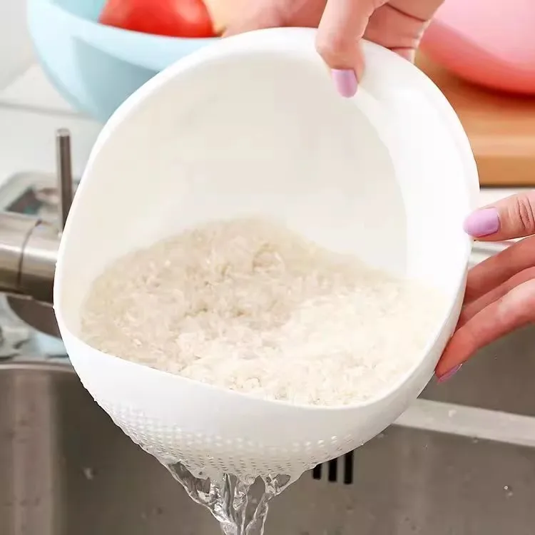 Vegetable Fruit Basket Draining Dishwashing Basket Plastic Colander Rice Sieve Panning Basin Home Kitchen Rice Tools