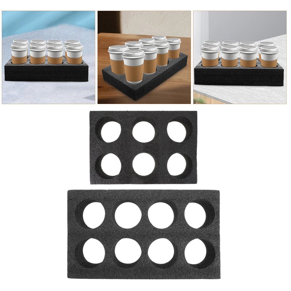 

2pcs Cup Trays Pearl Cotton Multi-Hole Takeout Beverage Packing Box Coffee Milk Tea Carrier Tray Drink Holder Kitchen Bar