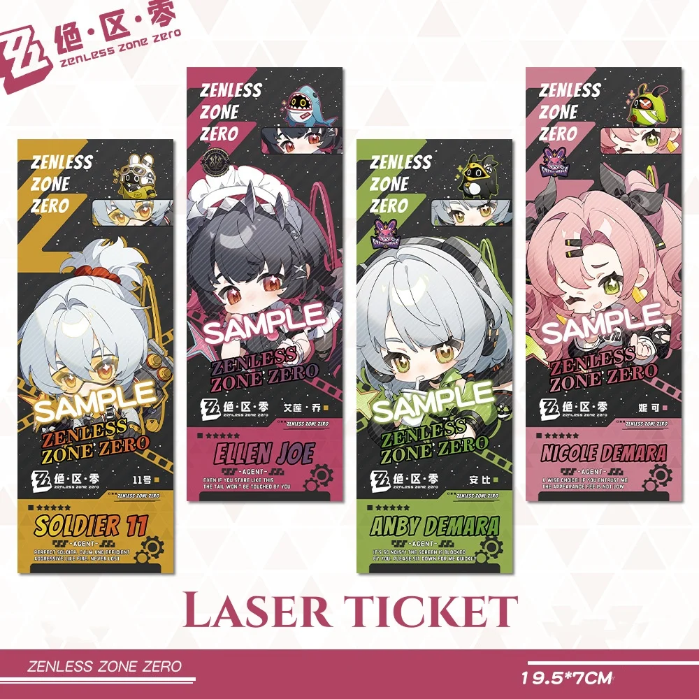 New Zenless Zone Zero Laser Ticket Ellen Joe Anby Corin Art Paper Bookmark Collection Card Cartoon Anime Ornament Cute Gift