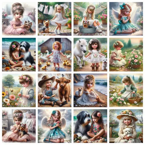 AZQSD 다이아몬드 그림 소녀 개 초상화 모자이크 라인 석 사진 자수 판매 해변 홈 장식 크로스 스티치 키트 Best5 AZQSD 다이아몬드 그림 소녀 개 초상화 모자이크 라인 석 사진 자수 판매 해변 홈 장식 크로스 스티치 키트 Best5