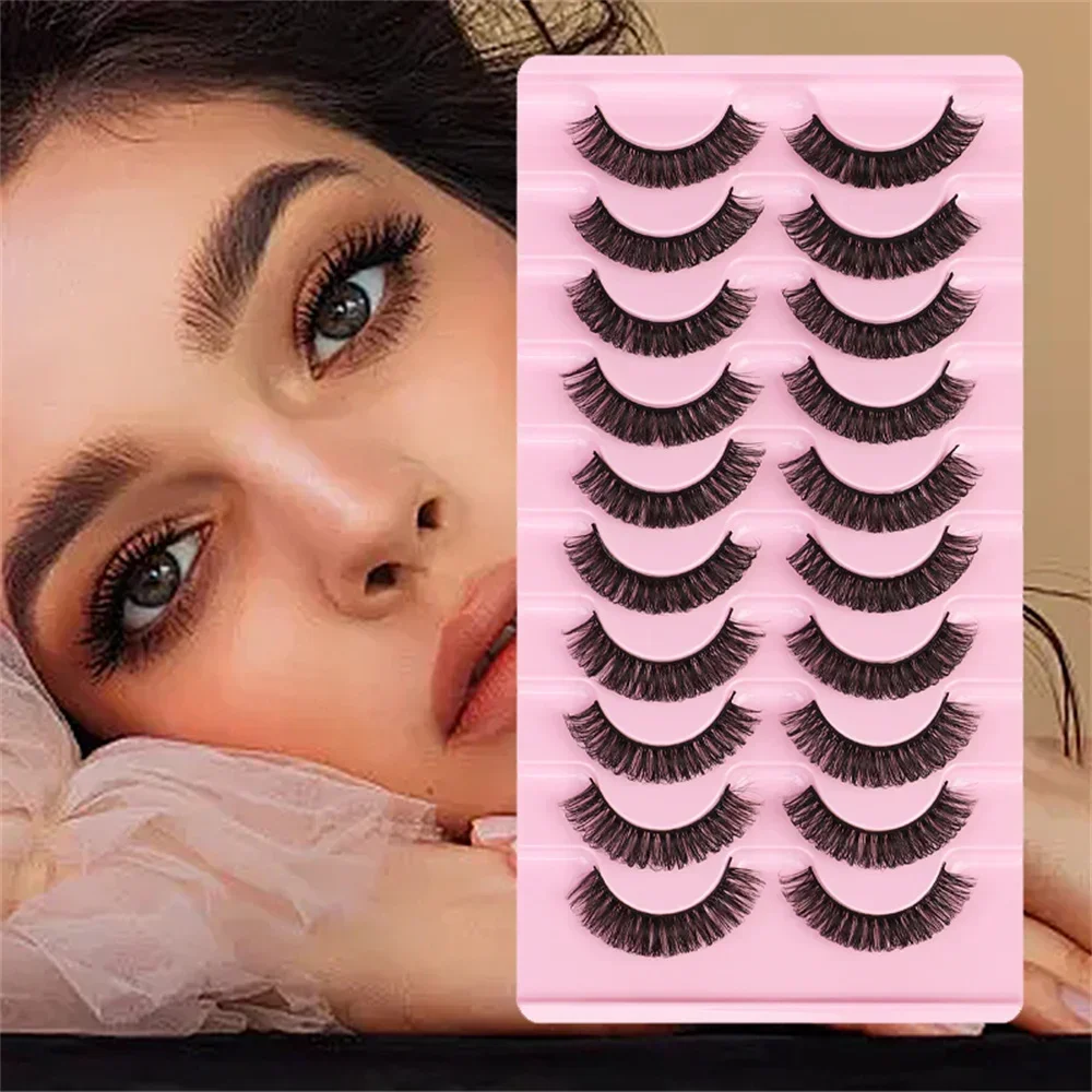 10Pairs Russian Strip Lashes Fluffy Mink Lashes 3D False Eyelashes Russian Volume Eyelashes Fake Eyelash Extension Make Up