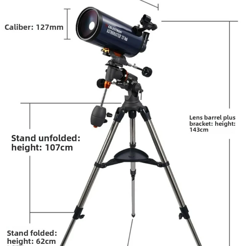 

Celestron AM127 Maca 127/1500 мм экватор CG3 астрономический телескоп со стальным штативом 1,25 дюйма для наблюдения за звездами и исследования космоса