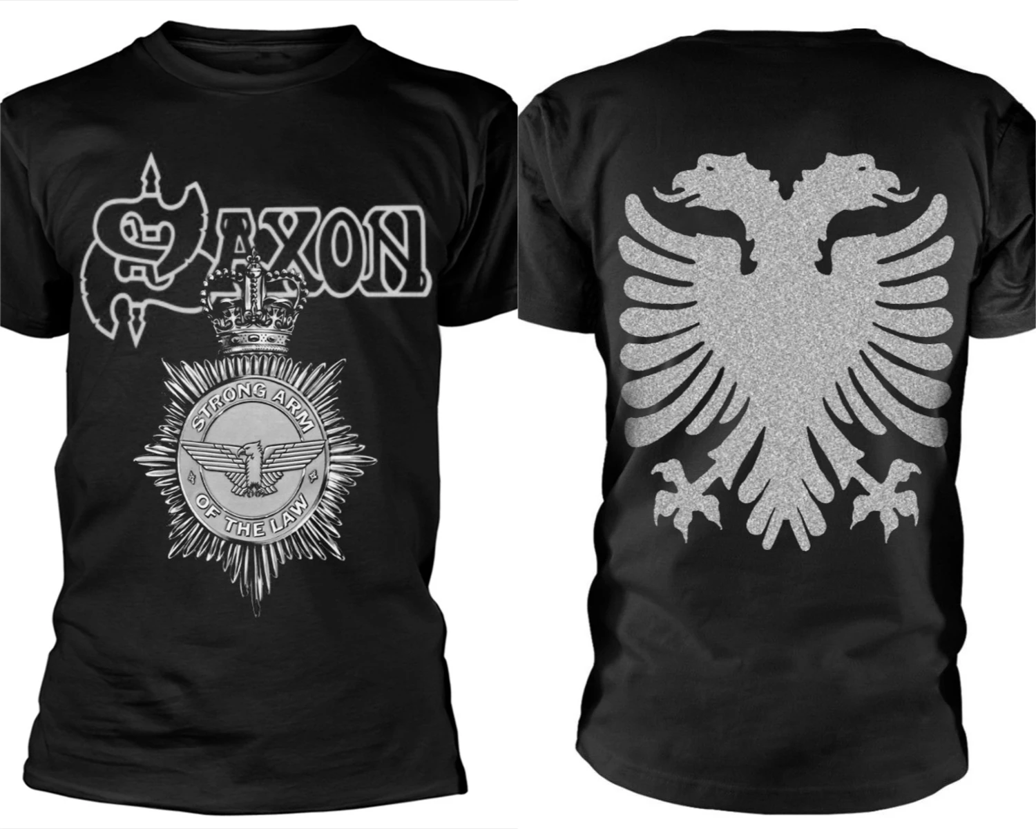 

Saxon Strong Arm of The Law T-Shirt Men Women Cotton Short Sleeve Brand T-shirt Retro Rock Band Y2k Tops Summer Men's Clothing