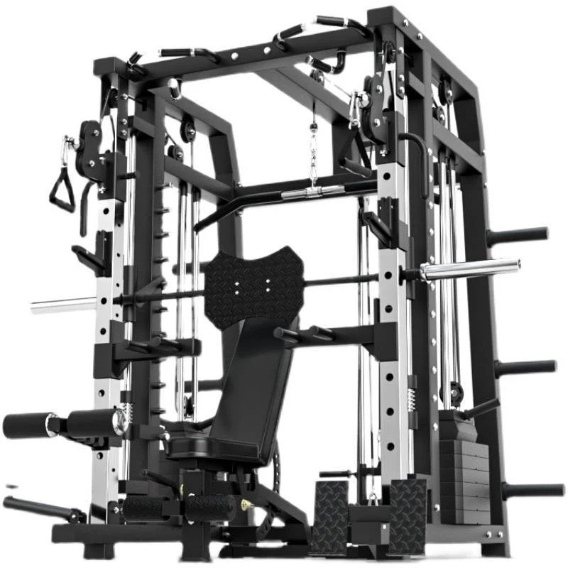 Commercial Smith Machine Set With 130kg Counterweights+100kg Weight Plates+Bench Free Shipping Door To Door Seller Pay Tax