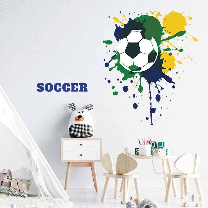 World Soccer Football Game Wall Sticker for Living Room Bedroom Home Decorative Wall Decals Kids Room Murals wallpaper Decor PVC