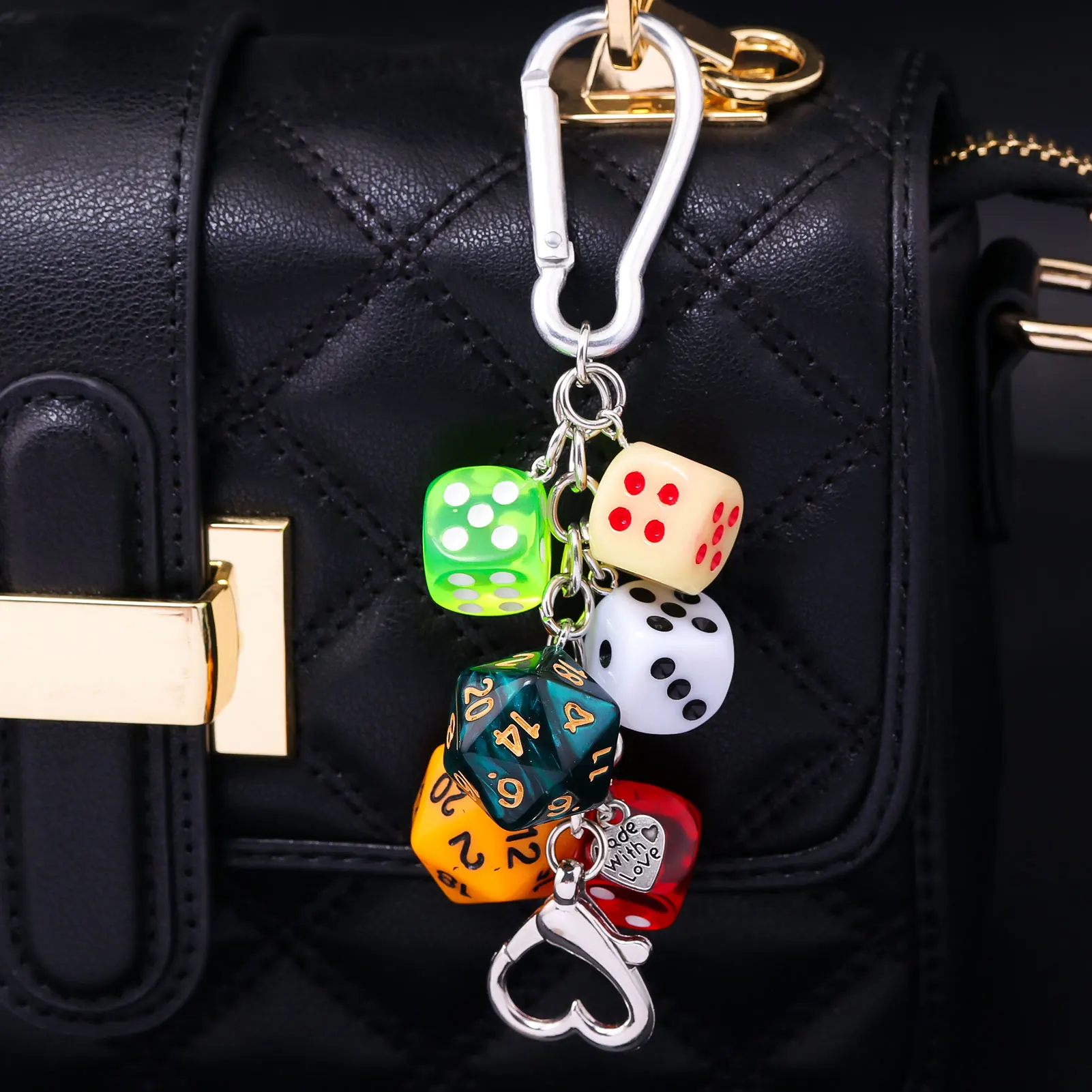 Punk Hiphop Black Dice No. 8 Billiard Keychain Y2K Pink Lucky Dice Starburst Pendant Bag Charms Hanging Ornament Accessorie Gift image 6