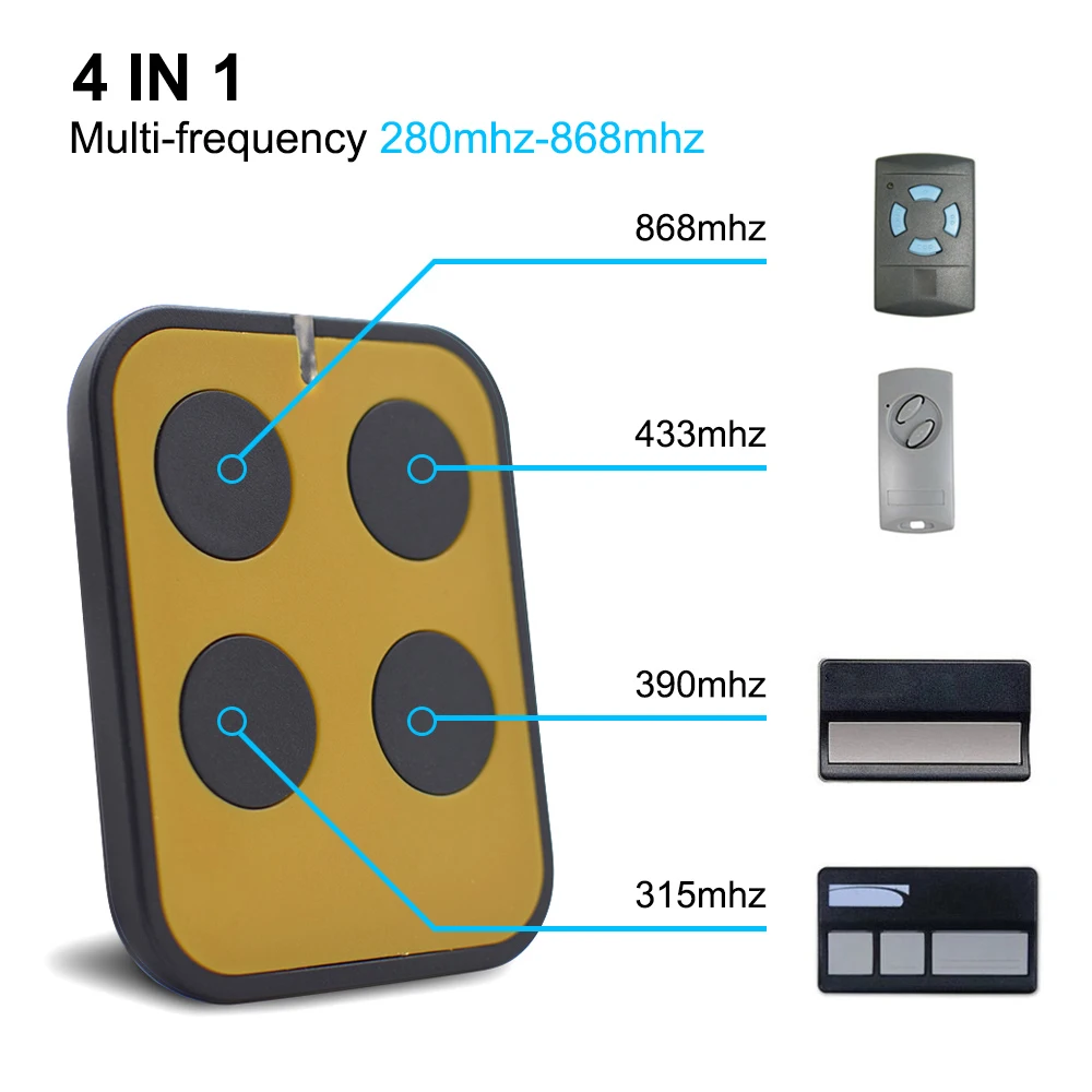 

Garage Door Remote Control Duplicator 286MHz-868MHz Multi-Frequency Code Grabber Clone Gate Key Fob Command Transmitter Opener