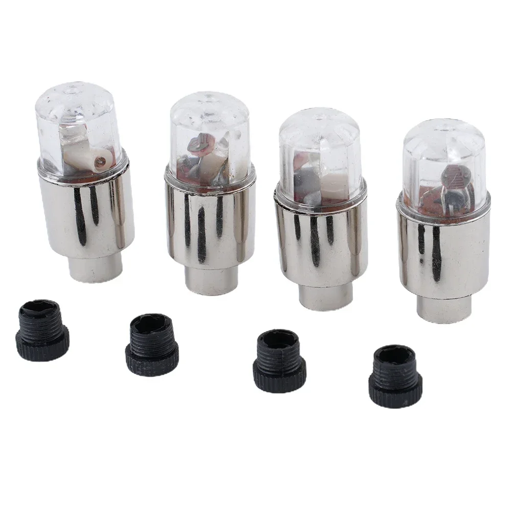 4Pcs Car Tire Valve Cap Motorcycle Wheel Dust Stem Air Valve Covers Stem LED Light Cover Bike Waterproof Tire Stem Lamps