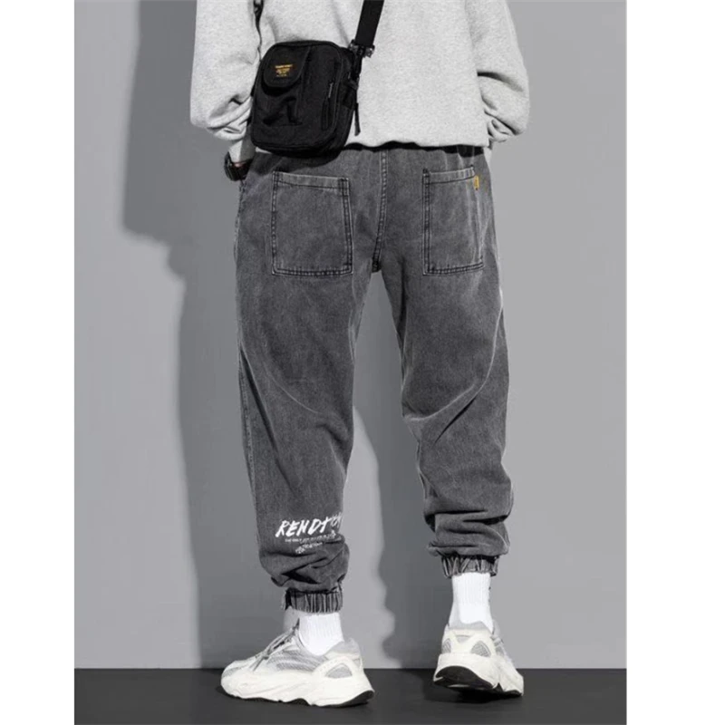 Cargo Pants Men Harem Jeans High Street Dark Gray Trousers Casual Wild Streetwear Loose Denim Jeans Plus Size Jeans Men\'s Pants