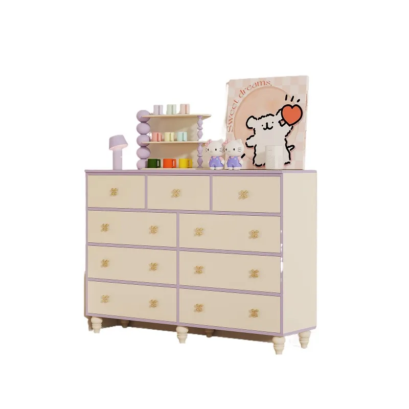 

Cream wind lockers solid wood nine chest cabinets bedroom and living room against the wall