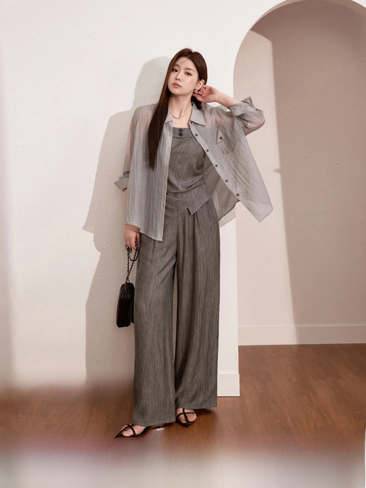 

Blue Language plus Size Women's irt Set Lightweight Draped Sun Protection Straight Leg Pants Summer Clete Outfit Ele