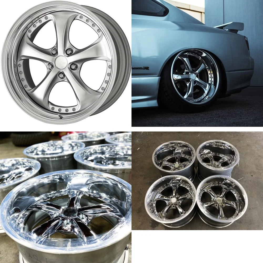 Rines CF Forged VSKF para 350Z G35 RX7 de 17, 18, 19 y 20 Pulgadas, Cromados, Pulidos, con Borde Escalonado y Diseño Cóncavo, 5x1143 5x120