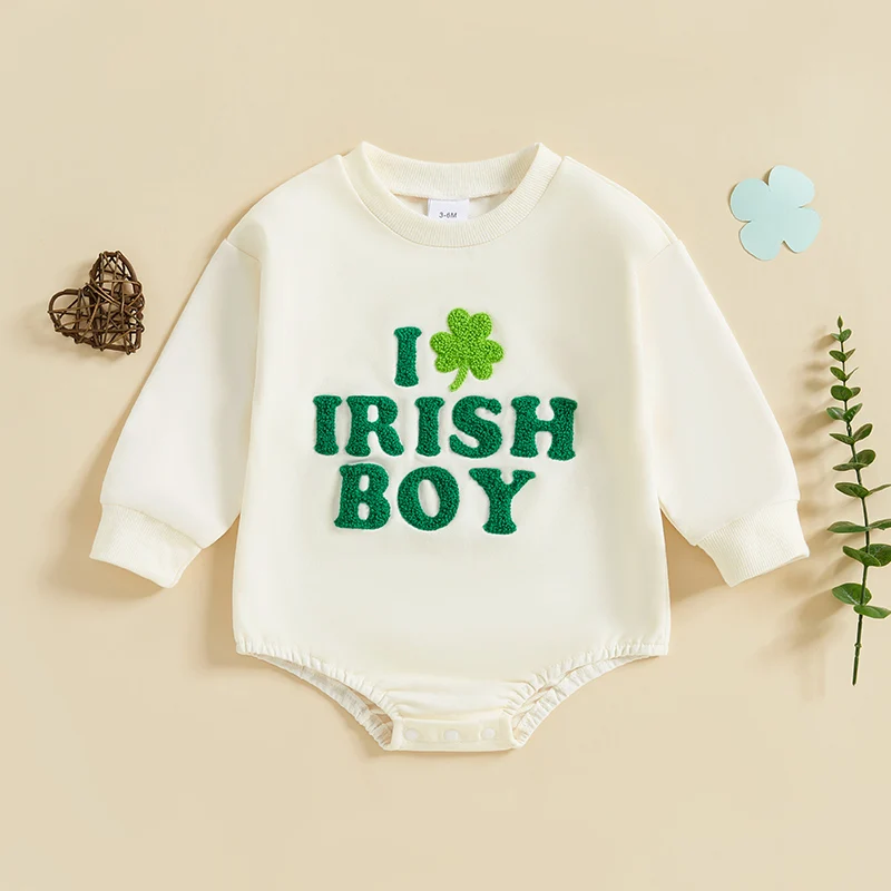 

Toddler Girl Hooded Shamrock Print Zipper Romper St Patrick s Day Outfit Irish Baby Clothes with Pockets