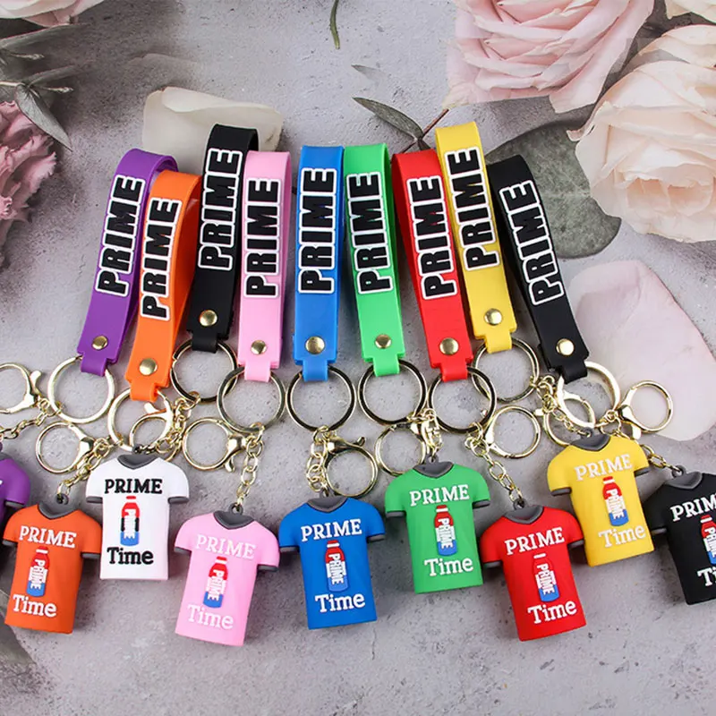 Keychains Lanyards Prime Drink Clothes Rubber Keychain Cute Bottle Key Chains Ornament Car Bag Pendant Keyring Llaveros