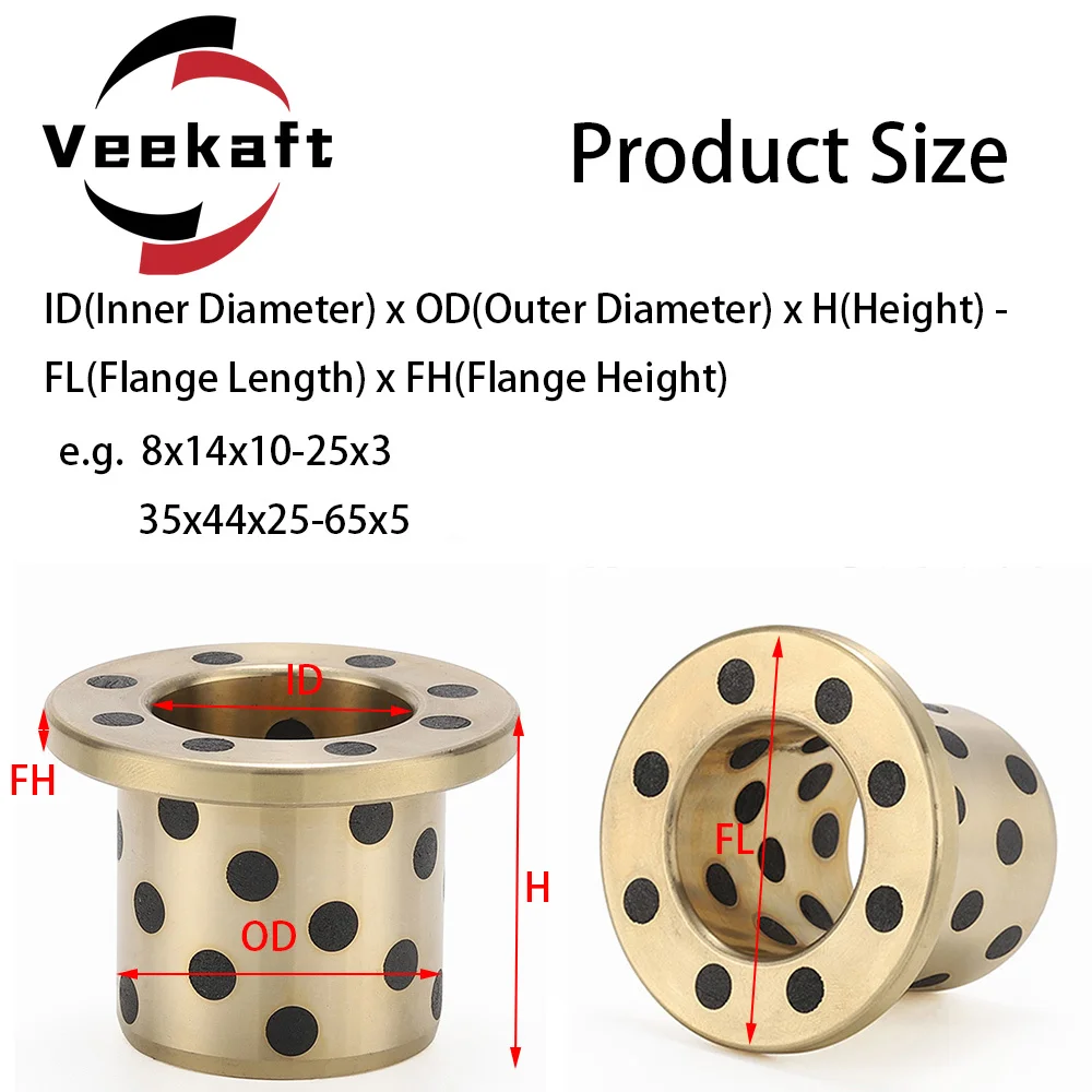 1pcs  MPGZ 40,50mm Inside Diameter Standard Thrust Flanged Brass Impregnated Graphite Oilless Bushing Linear