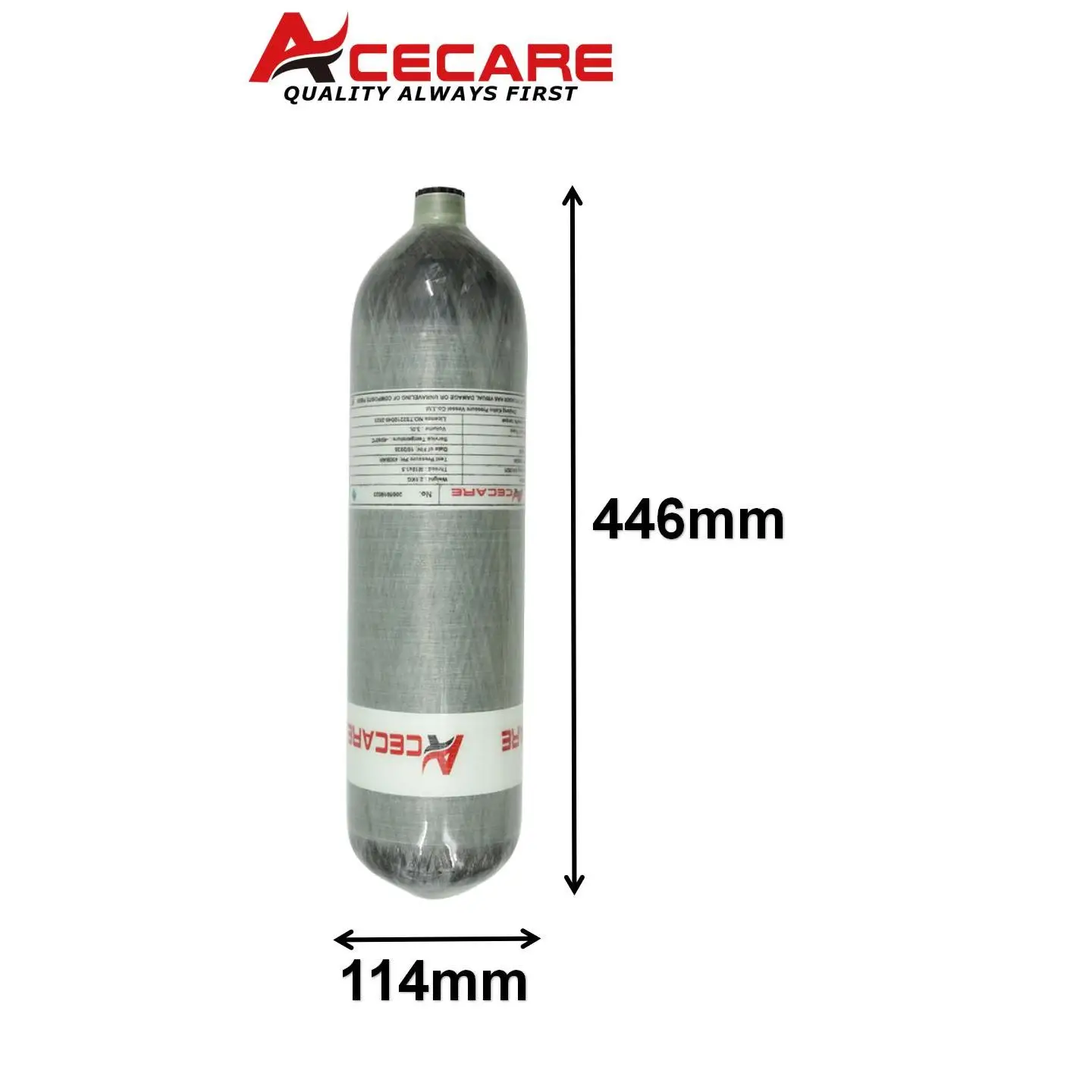 ACECARE-Bouteille d'Air Haute Pression en Fibre de Carbone, Précieux HPA, pour Plongée Sous-marine, 4500Psi, 300Bar, 30Mpa, 6,8 L, 3L, 2L, M18 x 1.5