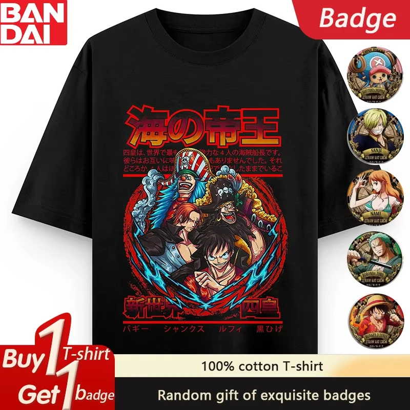 

ONE PIECE Surrounding Summer Cotton Short-sleeved T-shirt 2025 Hot-blooded Anime Men's and Women's Sports T-shirt