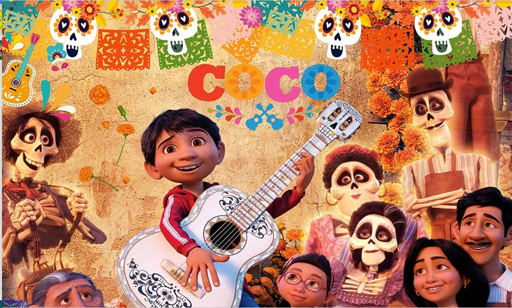 كوكو يوم الميت خلفية للحزب زينة الكرتون فيلم ديا دي Muertos خلفية للحزب كعكة الجدول زينة
