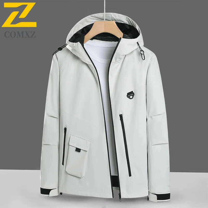 

Men's Casual Jacket 2025 New Fashion Versatile Windproof Waterproof Breathable Loose Hooded Jacket Outdoor Camping Travel Jacket
