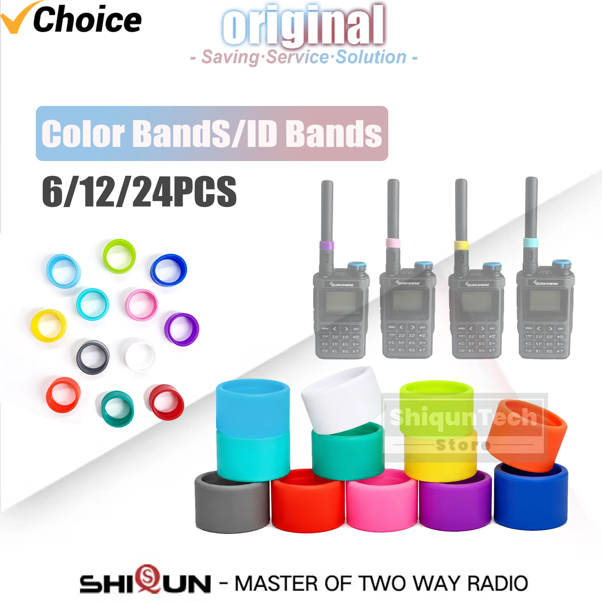 Anillos de Identificación de Colores para Antena de Walkie Talkie, Anillo de Goma Compatible con Mini-5 DM-32 5RM Quansheng UV-K1 TK11 8 Radio Ham 6/12/24PCS