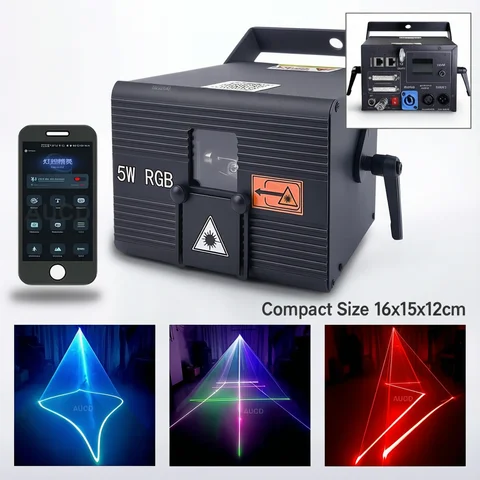 USA Warehouse 5W RGB Laser Animation Scan Projection Lights Compatible with Apple&Android Phone App Edit ILDA for Stage Lighting