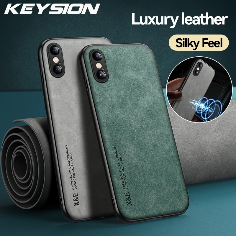 KEYSION Luxury Leather Case for iPhone XS Max XR X Silicone Shockproof Phone Back Cover for iPhone SE 2020 SE 2022 SE3 8 7 Plus