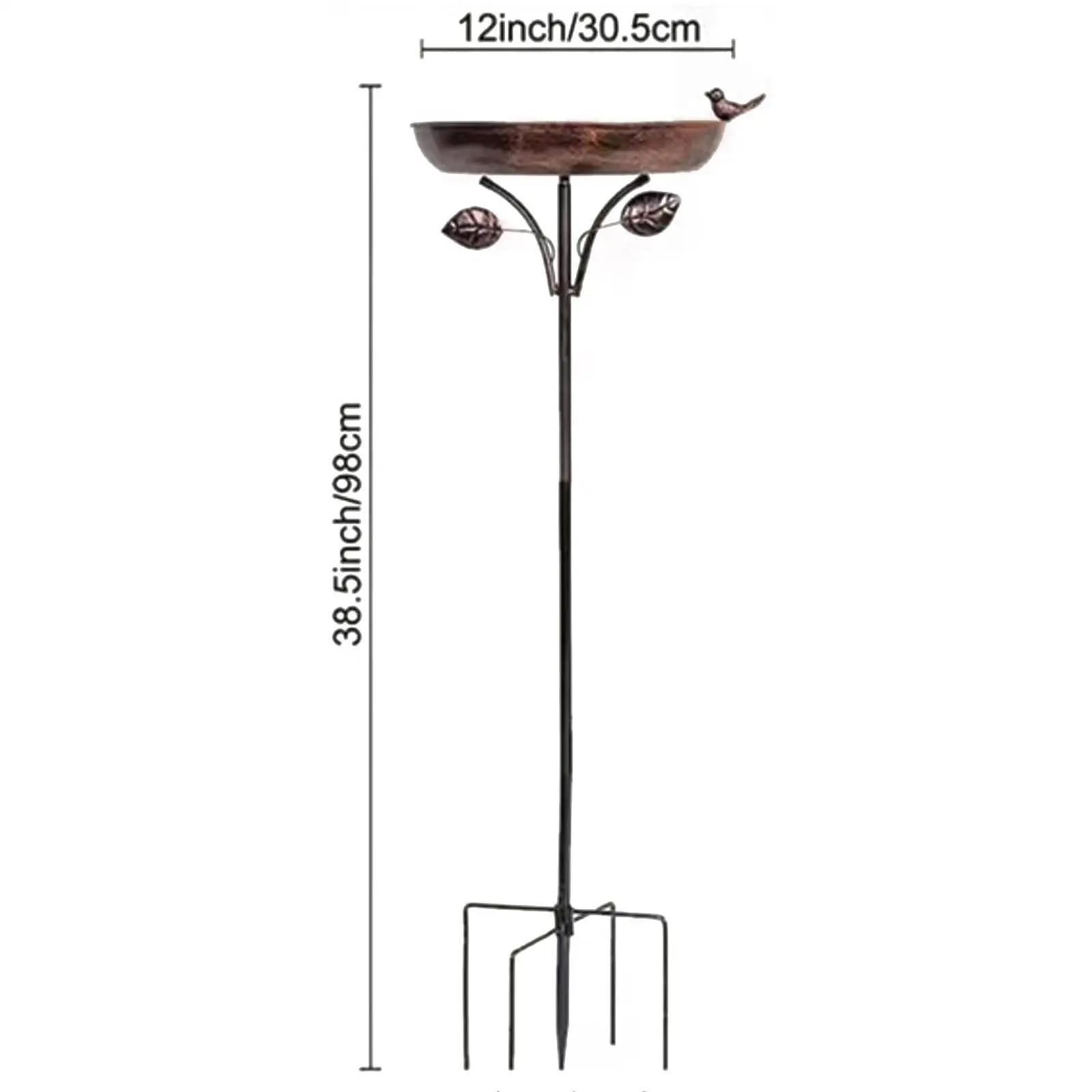 Metal Bird Bath Freestanding Birdbath Gift Ornament 5 Pronged Base Iron Vintage Design Bird Feeder for Outdoor Yard Patio