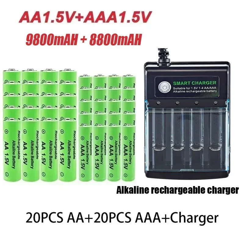 Original Rechargeable Battery 1.5V AA9800mAh+AAA8800mAh+Charger for Computer Clock Radio Video Game Digital Camera AA AAAbattery