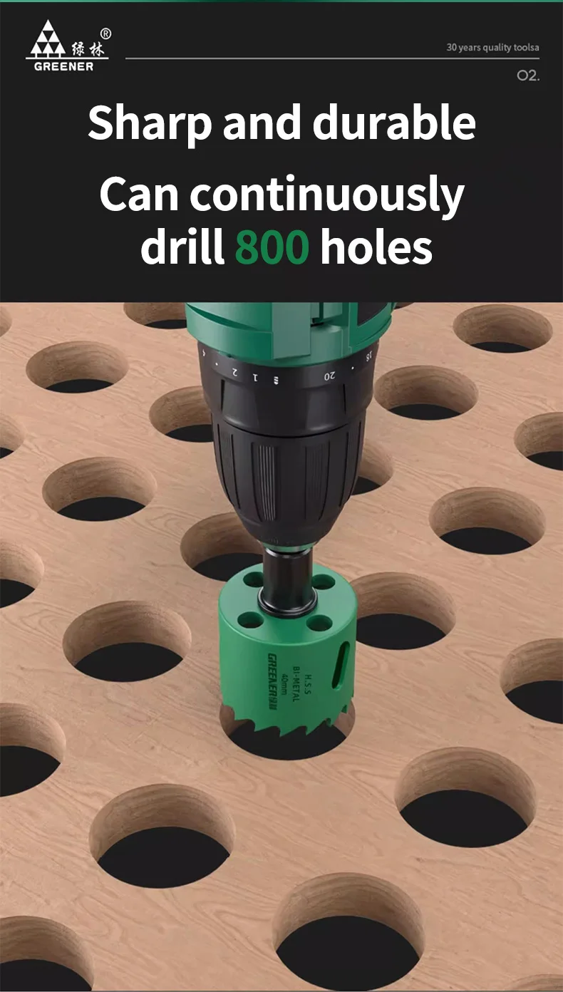 GREENERY 19-127mm Hole Saw Cutting Kit Set for Wood Drywall Particle Board Drilling Woodworking Tools with Storage Case