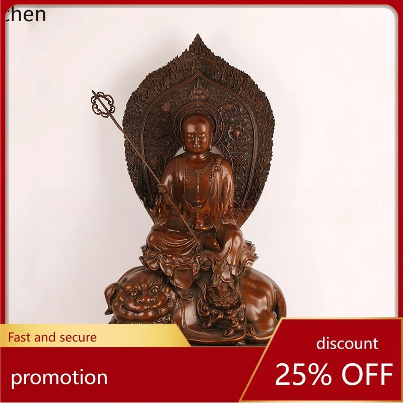 

Cz brass ksitigarbha bodhisattva statue - copper craft, seated ksitigarbha with vehicle, copperware