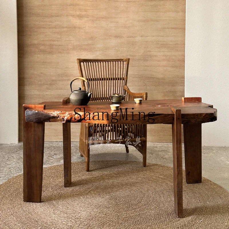 

CL custom wabi-sabi wind solid wood tea balcony casual coffee table household irregular table living room tea