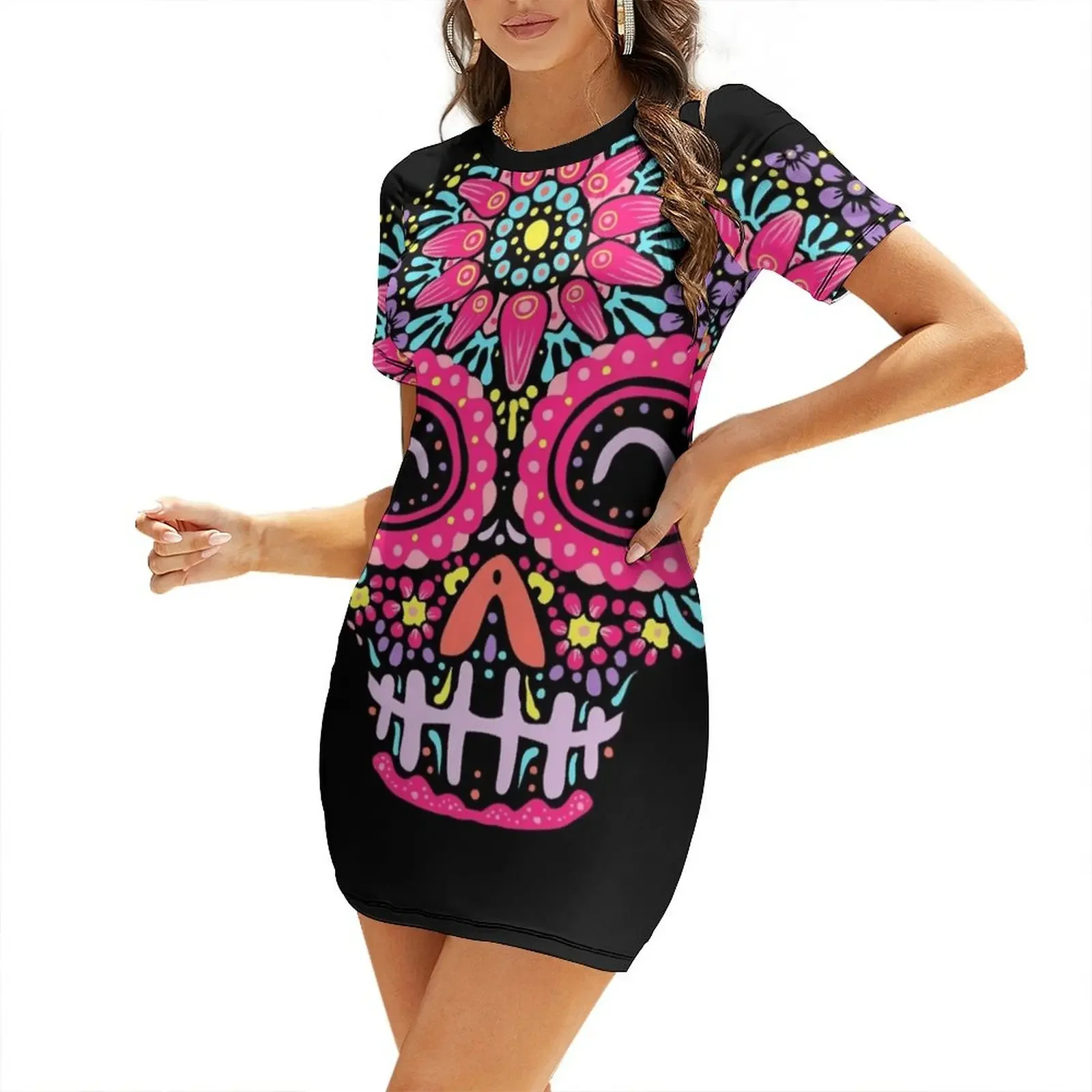 

Sugar Skull Kawaii Short-Sleeved Dress wedding dresses for woman luxury woman party dress evening dress ladies