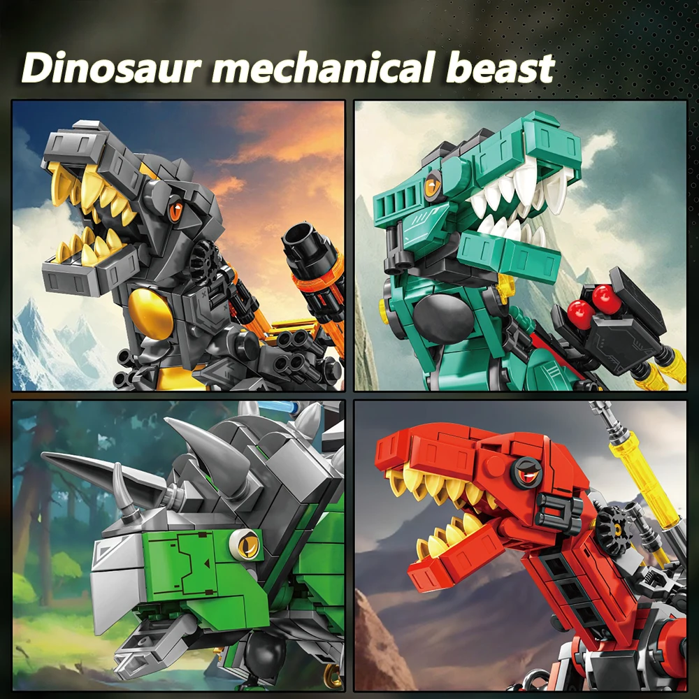 Mechanical Dinosaur Blocks DIY Combat T-Rex 3D Model Kit,with Mechanical Weapons, Holiday Decor Gift Set for Kids and Adults